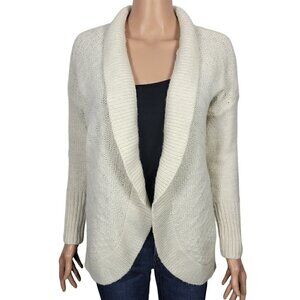 Hollister Women's Chunky Knit Wool Blend Cream Colored Open Cardigan in a Size M